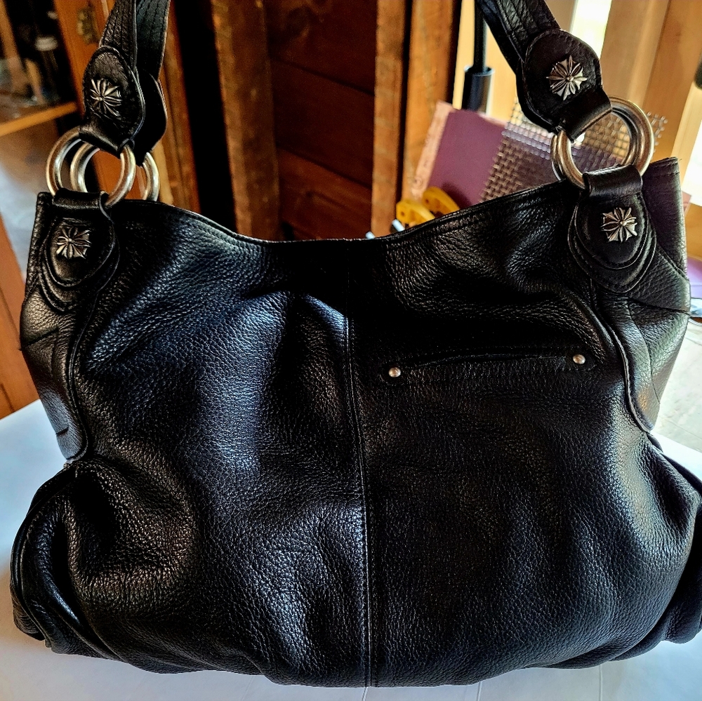 B. Makowsky Leather Satchel in Black - Picture 8 of 10